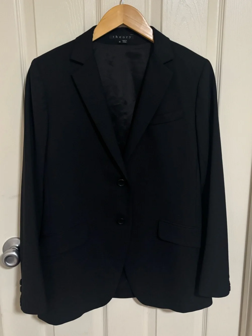 Theory Telissa Wool‑Blend Blazer – Black, Size 10 - Picture 2 of 7
